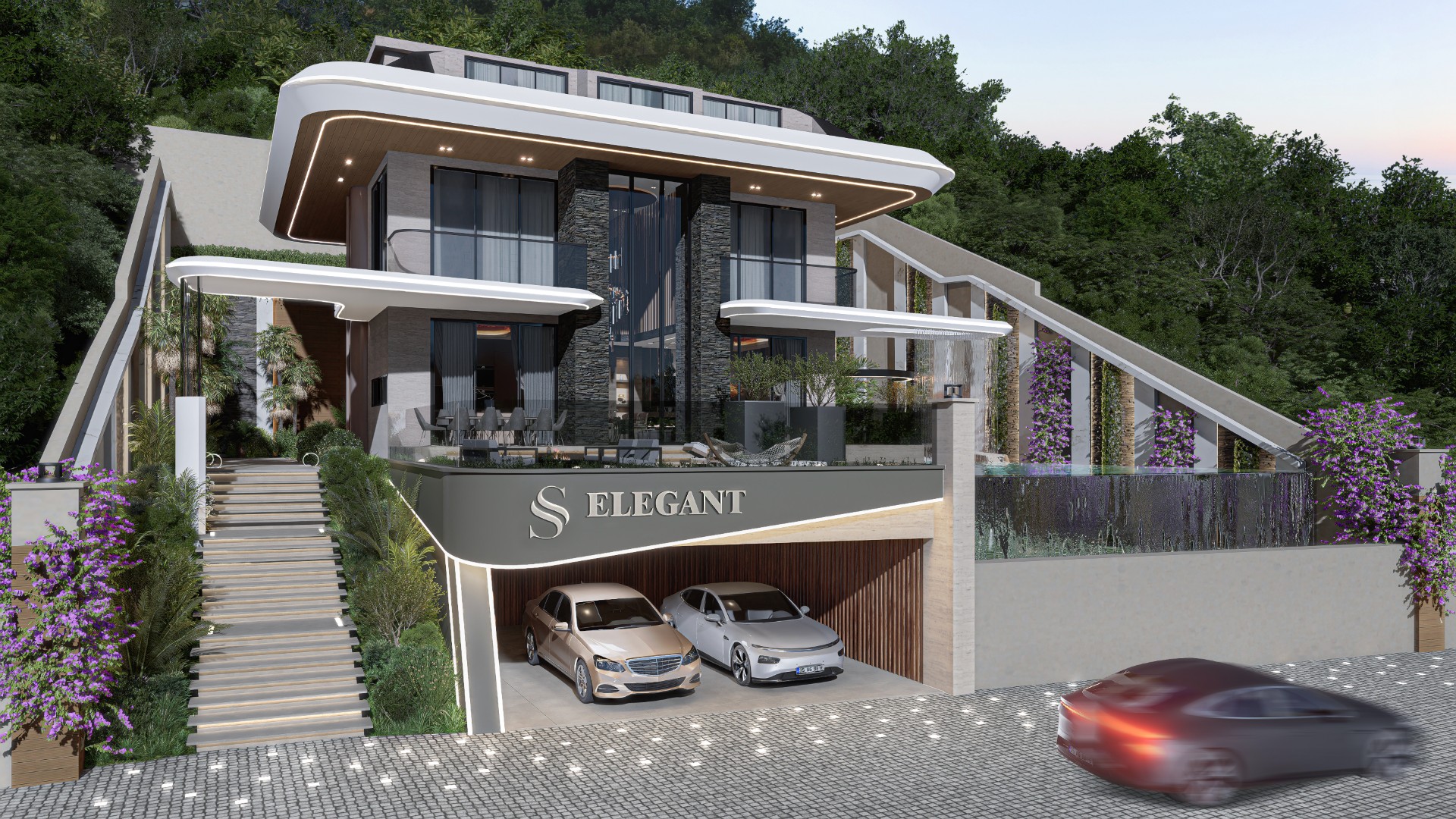 Luxury 7+2 Detached Villa with Panoramic Sea Views in Kestel SS Elegant Villa
