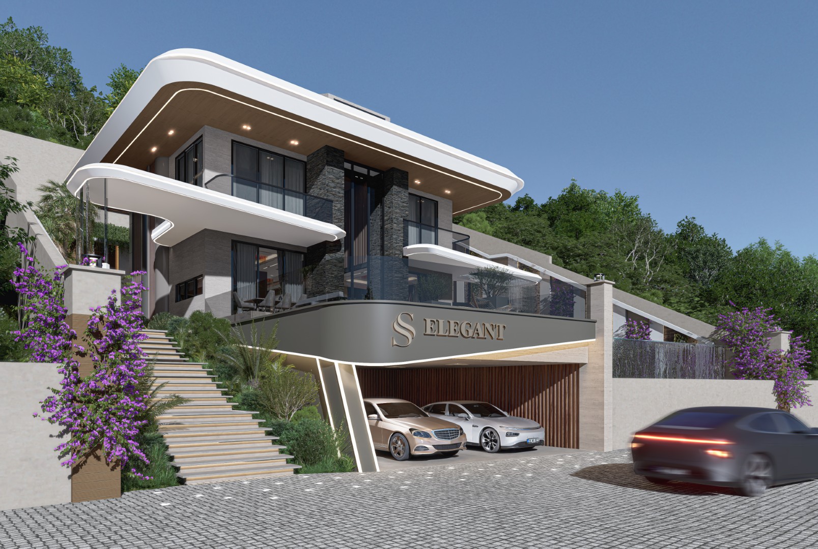 Luxury 7+2 Detached Villa with Panoramic Sea Views in Kestel SS Elegant Villa
