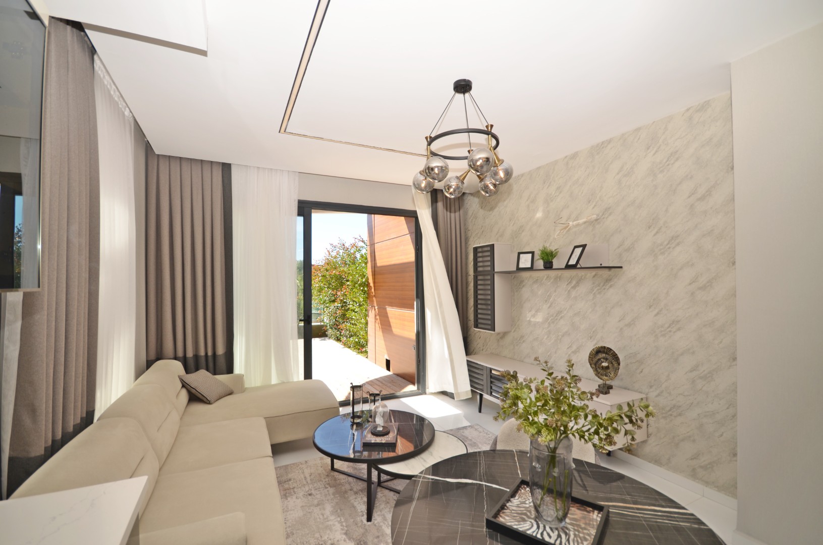 Fully Furnished 2+1 Garden Duplex with Sea & Pool Views in Kargıcak Kavi Velux Residence
