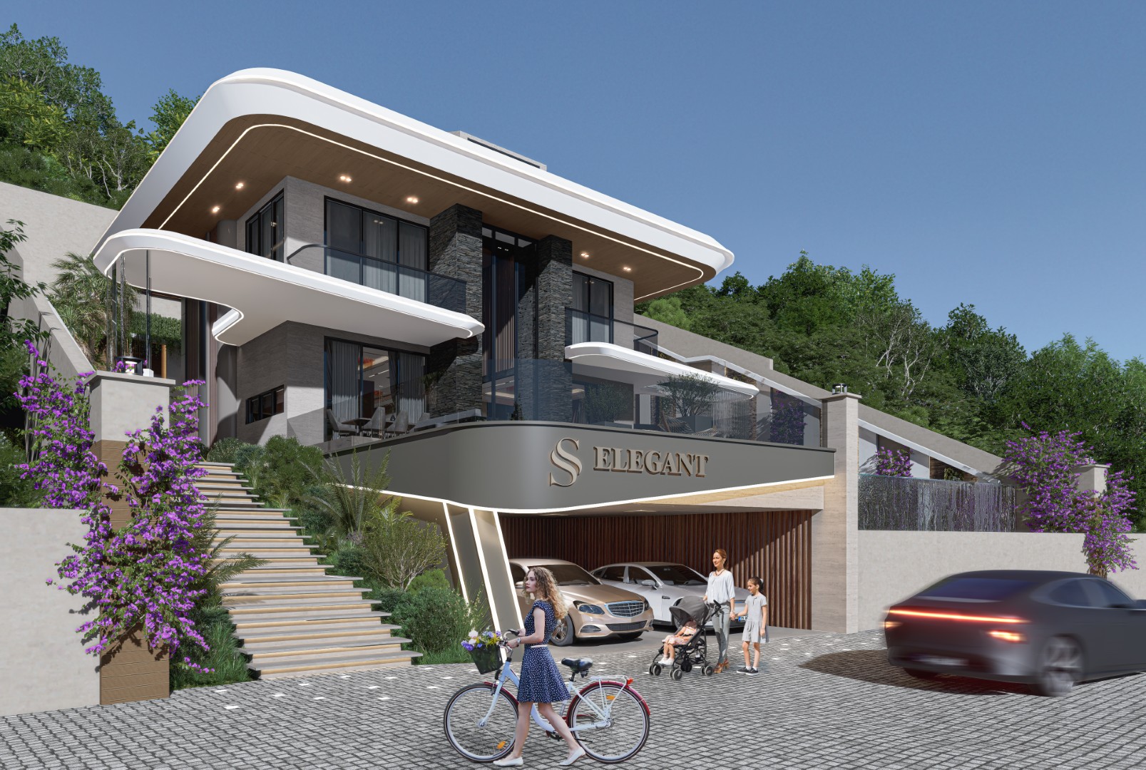 Luxury 7+2 Detached Villa with Panoramic Sea Views in Kestel SS Elegant Villa