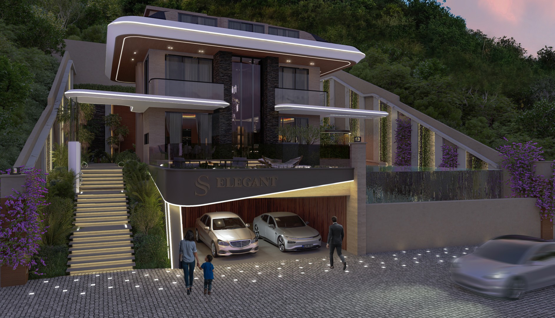 Luxury 7+2 Detached Villa with Panoramic Sea Views in Kestel SS Elegant Villa